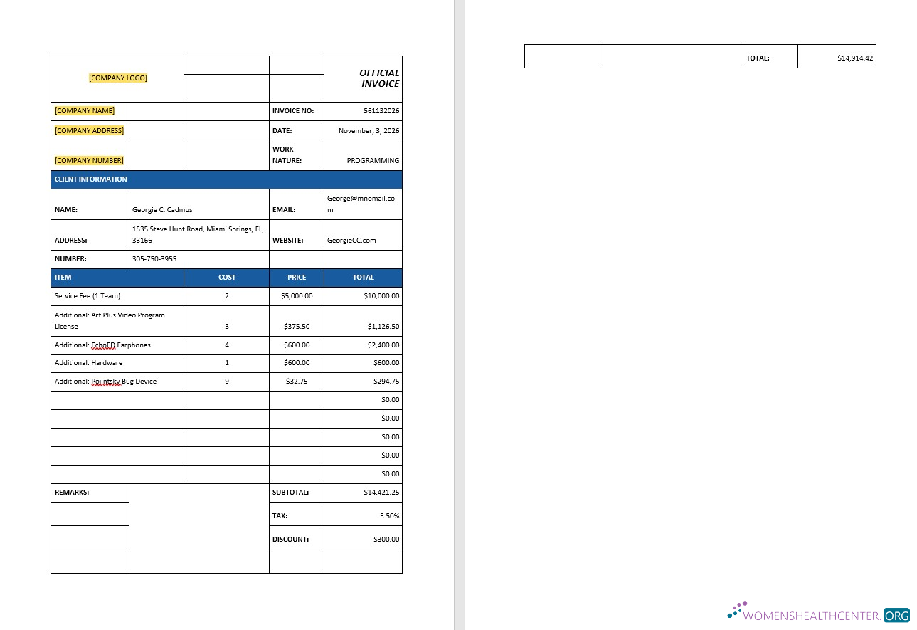 Download IT Support Invoice Template Photoshop template
